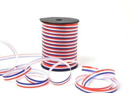 Krullint 10mm x 250 meter kleur rood-wit-blauw