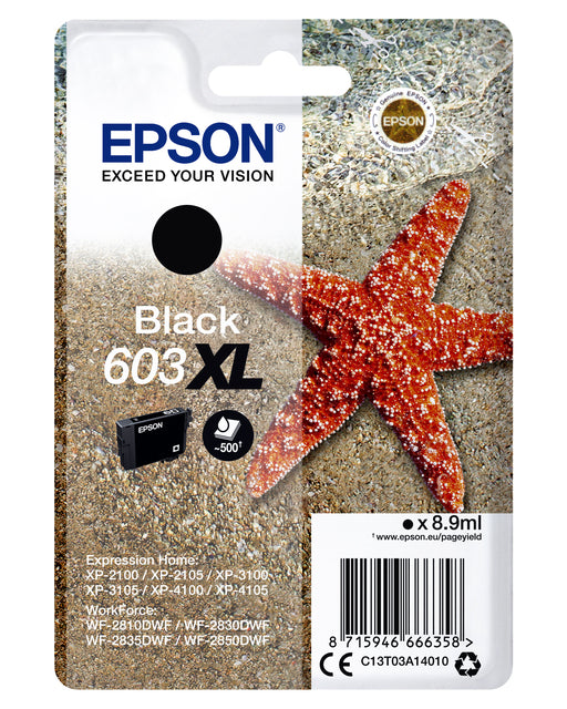 Cartouche d'encre epson 603xl t03a1 noir | 10 morceaux