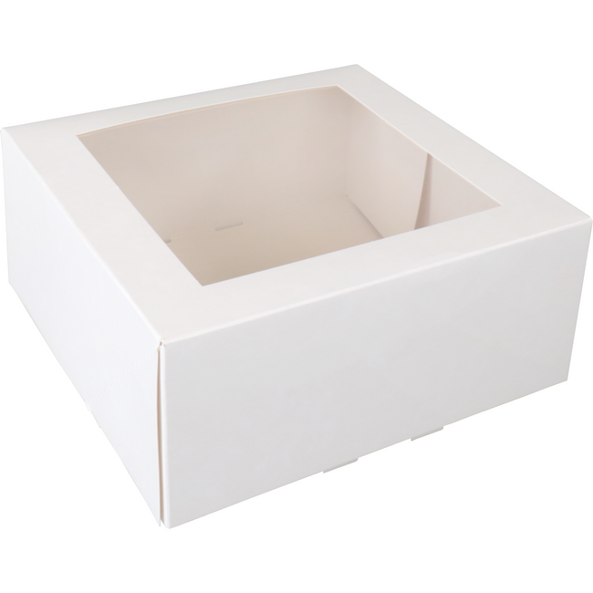 Klika - Gebaksdoos | karton + PET | 21x21x9cm | met venster | wit | 150 stuks