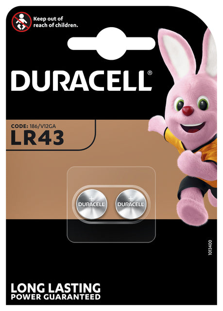 Pile bouton Duracell 2xLR43 alcaline Ø11.6mm 2 pièces