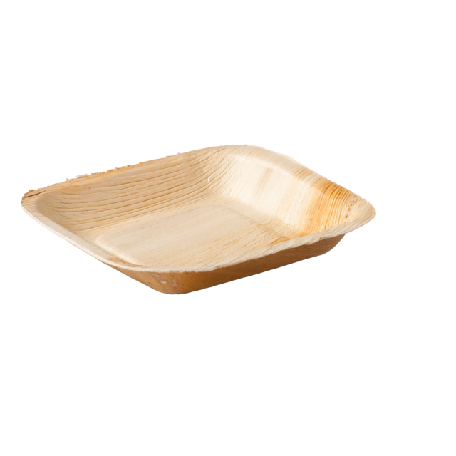Biodore - Bord | vierkant | 1-vaks | palmblad | 17x17cm | naturel | 25 stuks