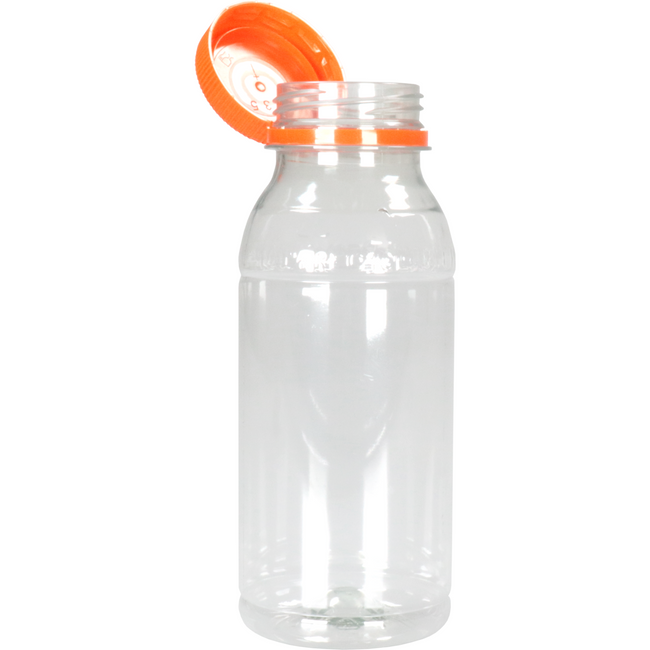 Klika - Fles | petfles | Gerecycled PET | met vaste dop | 250ml | transparant/oranje | 210 stuks