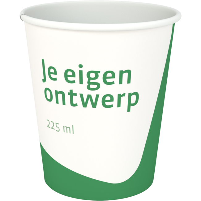 Klika - Koffiebeker | Je eigen ontwerp | Karton + PE | enkelwandig | 225ml | 8oz | 88mm | 1000 stuks