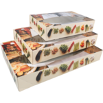 Klika - Cateringdoos | Bon appetit | karton + PLA | 360x550x80mm | met venster | wit | 10 stuks