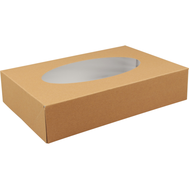 Biodore - Biodore Cateringdoos | kraftpapier + PLA | 360x250x80mm | met venster | bruin | 10 stuks