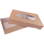 Depa - Cateringdoos | karton + PET | 450x300x80mm | met venster | bruin | 10 stuks