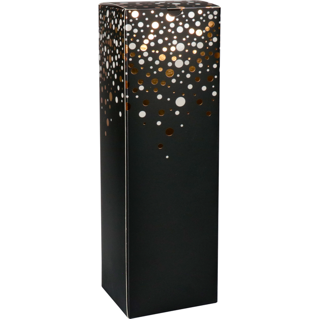 Klika - Flesdoos | Party Spot-On | golfkarton | 1 fles | 93x93x330mm | zwart/wit/goud | 10 stuks