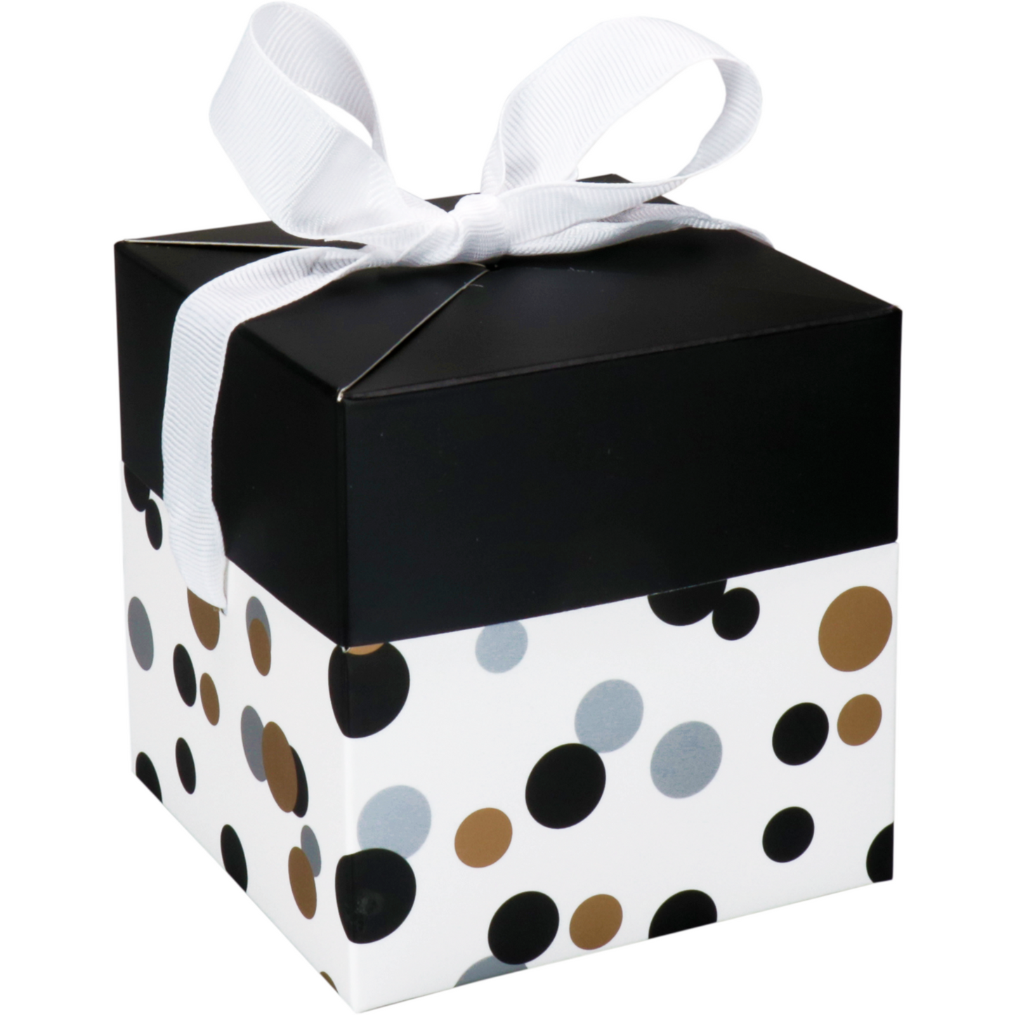 Klika - Pop-updoos | Confetti | karton | 10x10x10cm | zilver/goud/zwart | 25 stuks