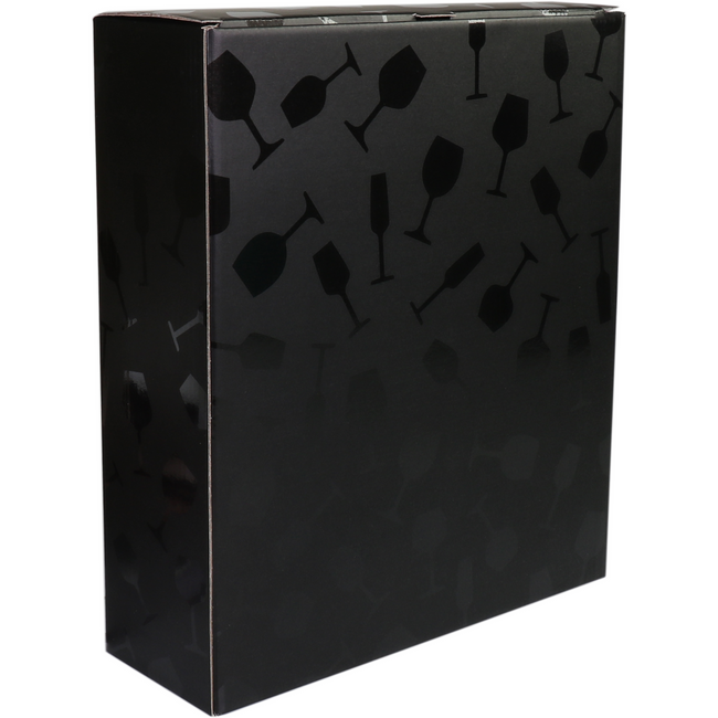 Klika - Flesdoos | Wijnglas | karton | 3 flessen | 285x95x330mm | zwart | 25 stuks