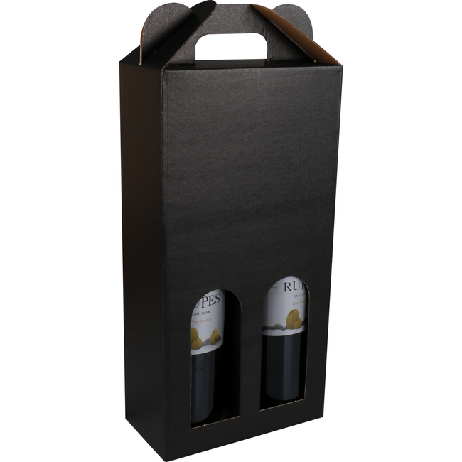 Klika - Draagkarton | Basic line | 2 flessen | golfkarton | zwart | 100 stuks