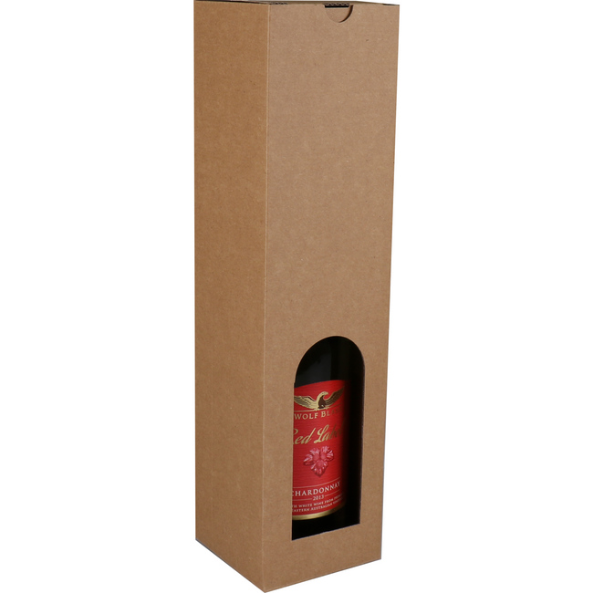 Klika - Flesdoos | Basic line | golfkarton | 1 fles | 88x87x350mm | bruin | 120 stuks