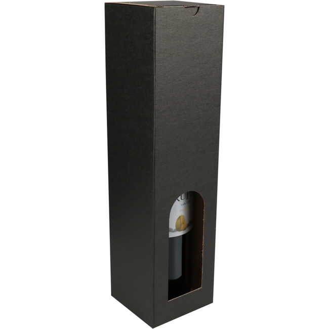 Klika - Flesdoos | Basic line | golfkarton | 1 fles | 88x87x350mm | zwart | 120 stuks