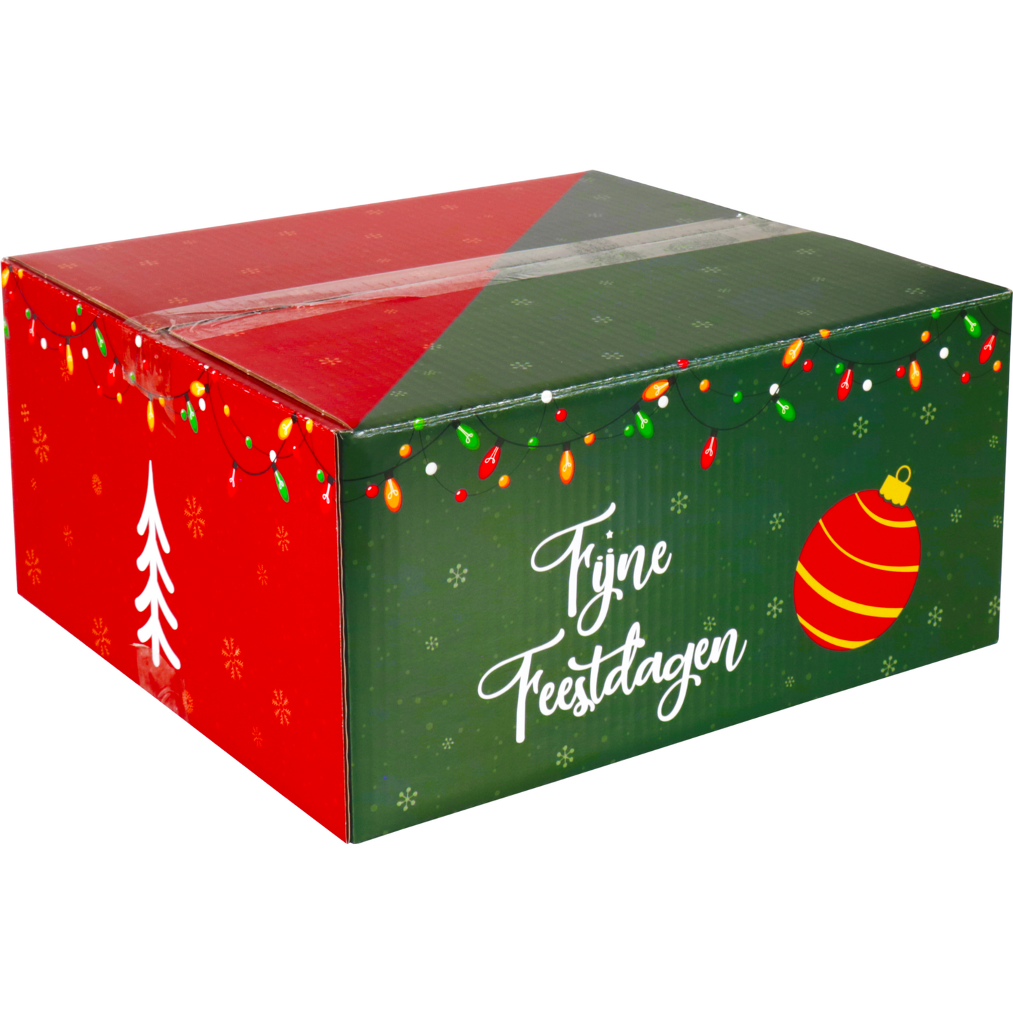 Klika - Kerstpakketdoos | Wonderful time | golfkarton | 350x315x170mm | Kerstmis | b | rood/groen | 10 stuks