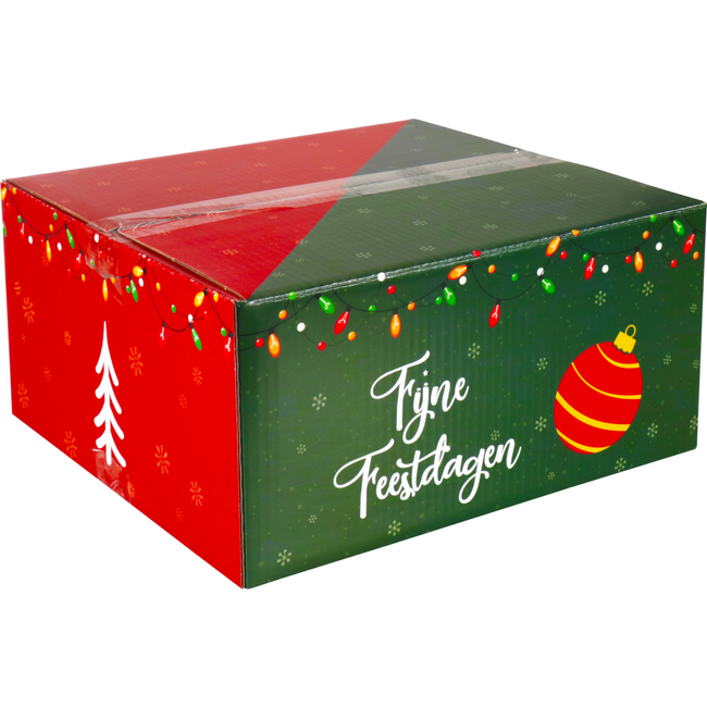 Klika - Kerstpakketdoos | Wonderful time | golfkarton | 350x315x170mm | Kerstmis | b | rood/groen | 10 stuks