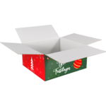 Klika - Kerstpakketdoos | Wonderful time | golfkarton | 350x315x170mm | Kerstmis | b | rood/groen | 10 stuks