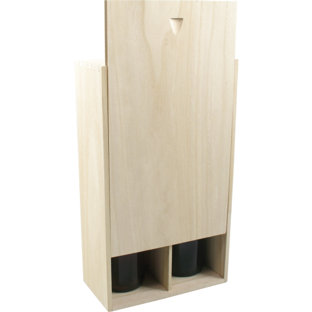 Klika - Wijnkist | Paulonia | hout | 2 flessen | incl. Deksel | 340x195x95mm | 1 stuks