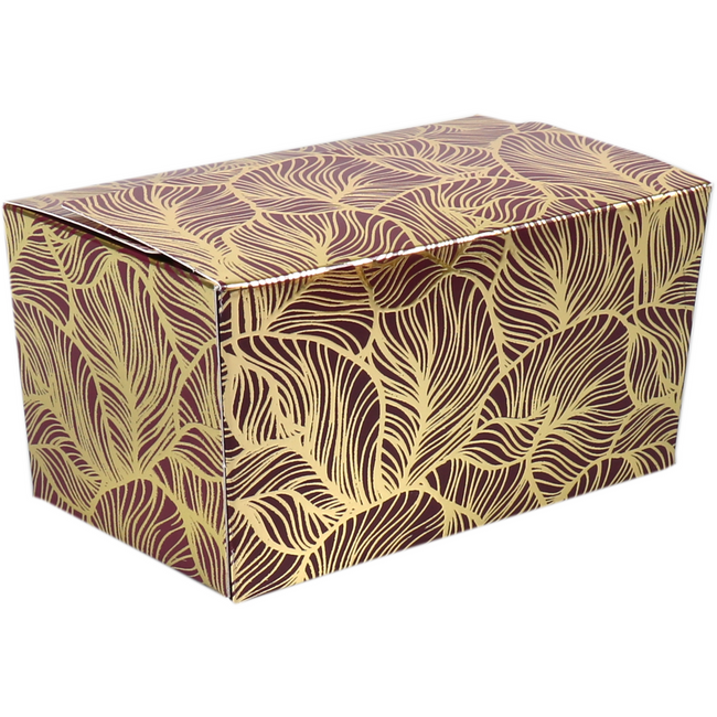 Klika - Ballotin | Leafs | karton + PP + PET | 500gr | 132x76x70mm | bordeaux/goud | 25 stuks