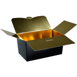 Depa - Ballotin | karton + PP | 500gr | 132x76x70mm | zwart/goud | 25 stuks