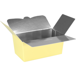 Depa - Ballotin | karton + PP | 250gr | 113x62x55mm | pastelgeel/zilver | 50 stuks