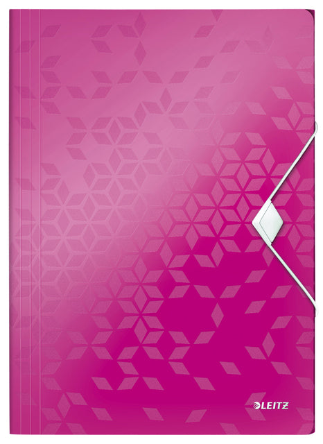 Elastomap Leitz WOW A4 3 volets PP rose | 10 morceaux