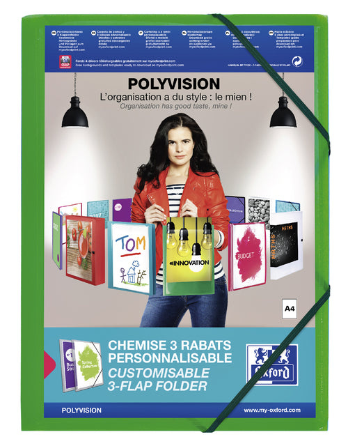 Elastomap Oxford Polyvision A4 avec pochette 3 volets PP vert