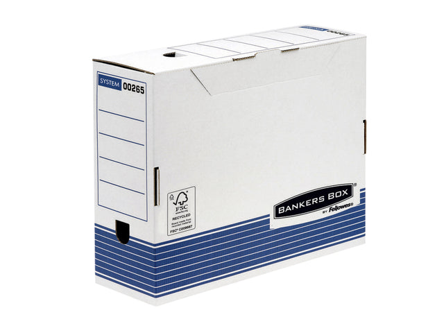 Boîte d'archives Bankers Box System A4 100mm blanc bleu