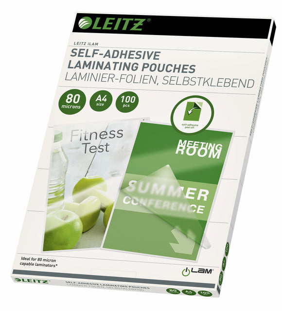 Pochette de plastification Leitz A4 autocollante 2x80micron EVA 100 pièces