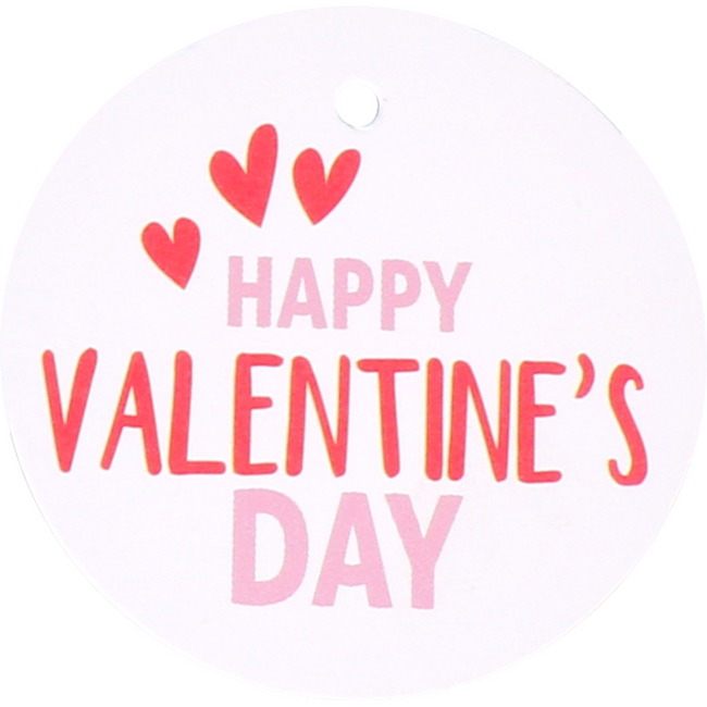 Klika - Label | kraftpapier | Happy Valentine’s Day | Ø5cm | roze/rood | 50 stuks