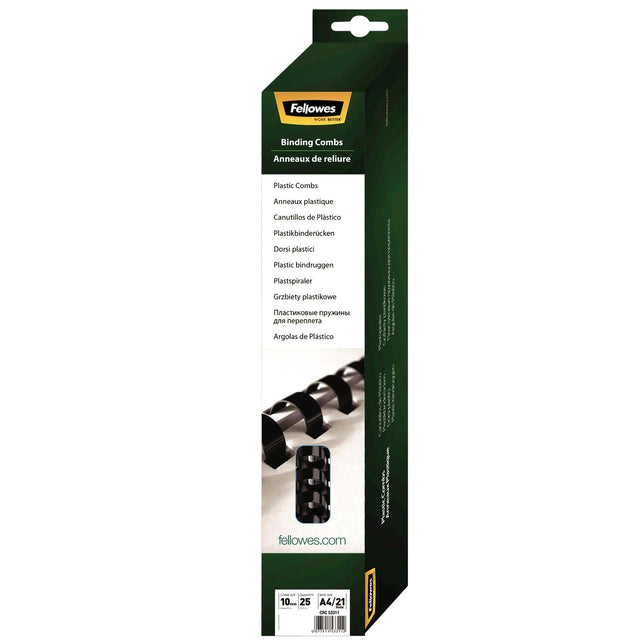 Fellowes - Bindrug fellowes 10mm 21rings a4 zwart