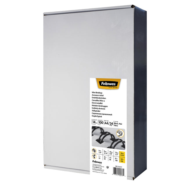Fellowes - Draadrug fellowes 14mm 34rings a4 zilver