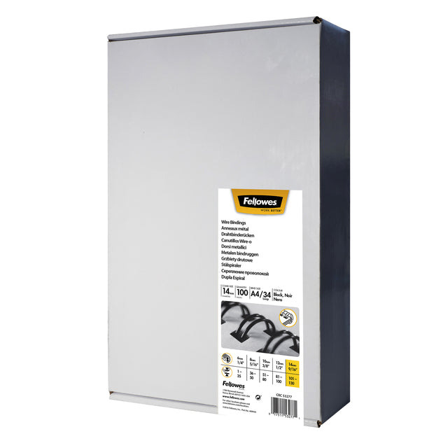 Fellowes - Draadrug fellowes 14mm 34rings a4 zwart