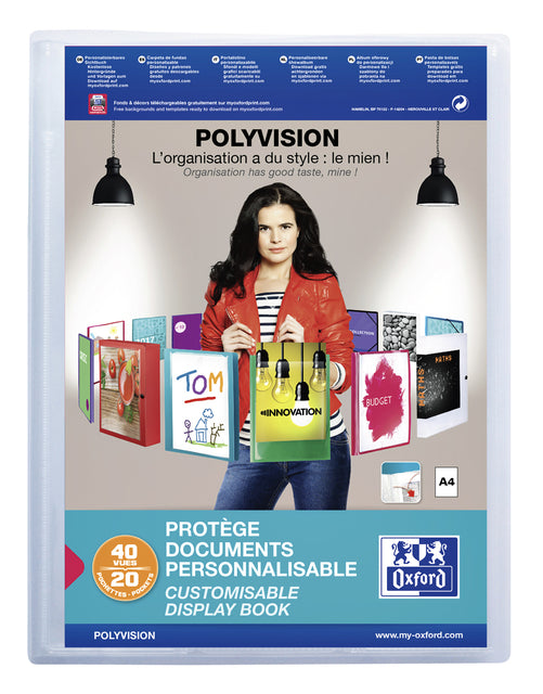 Afficher album Oxford Polyvision A4 20 pochettes PP transparent