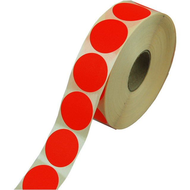Klika - Etiket | Reclame-etiket | papier | afneembaar | ∅35mm | fluor/rood | rol à 2000 stuks