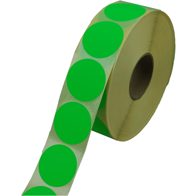 Klika - Etiket | Reclame-etiket | papier | permanent | ∅35mm | fluor/groen | rol à 2000 stuks