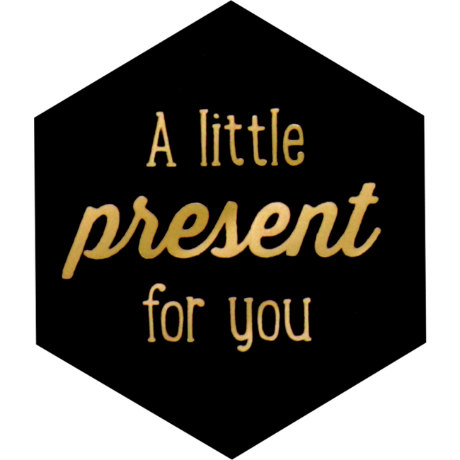 Klika - Etiket | papier | Little present for you | 50x43mm | zwart/goud | rol à 500 stuks