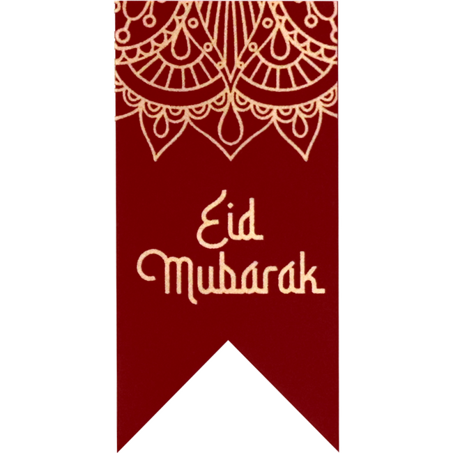 Klika - Etiket | Cadeauetiket | papier | Eid Mubarak | 60x30mm | rood/goud | rol à 500 stuks