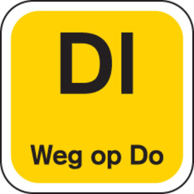 Klika - Label | DI weg op | papier | afwasbaar | 19x19mm | geel | rol à 1000 stuks