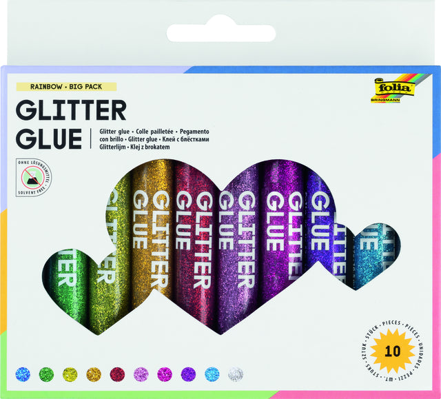 Folia Paper - Glitterlijm folia 9.5ml 10 kleuren | 12 stuks