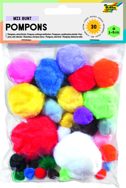 Folia - Pompon folia 30st diverse kleuren en afmetingen
