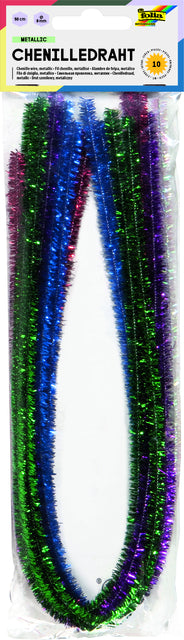 Folia Paper - Chenilledraad folia 50cm 8mm 10 stuks metalic ass