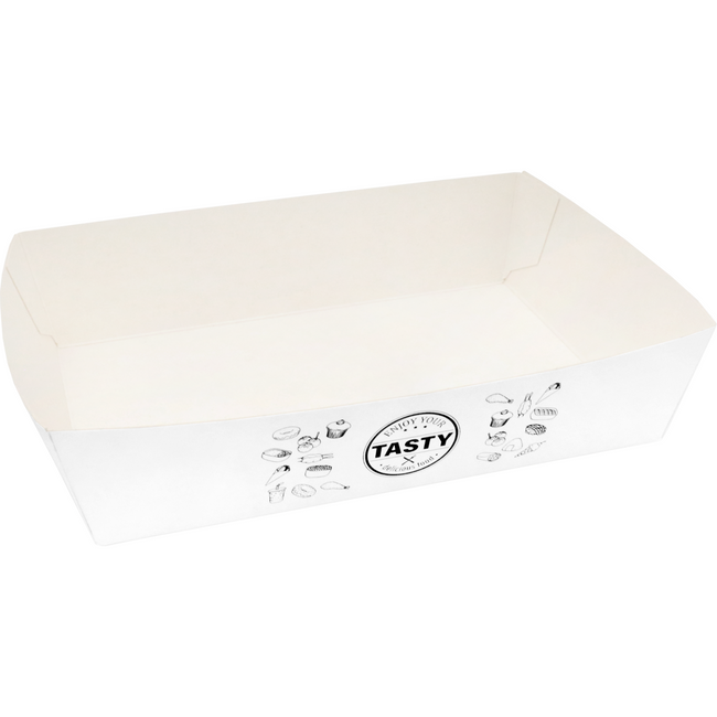 Klika - Bak | Karton + kleicoating | A50 | snackbak | 160x110x40mm | wit | 100 stuks