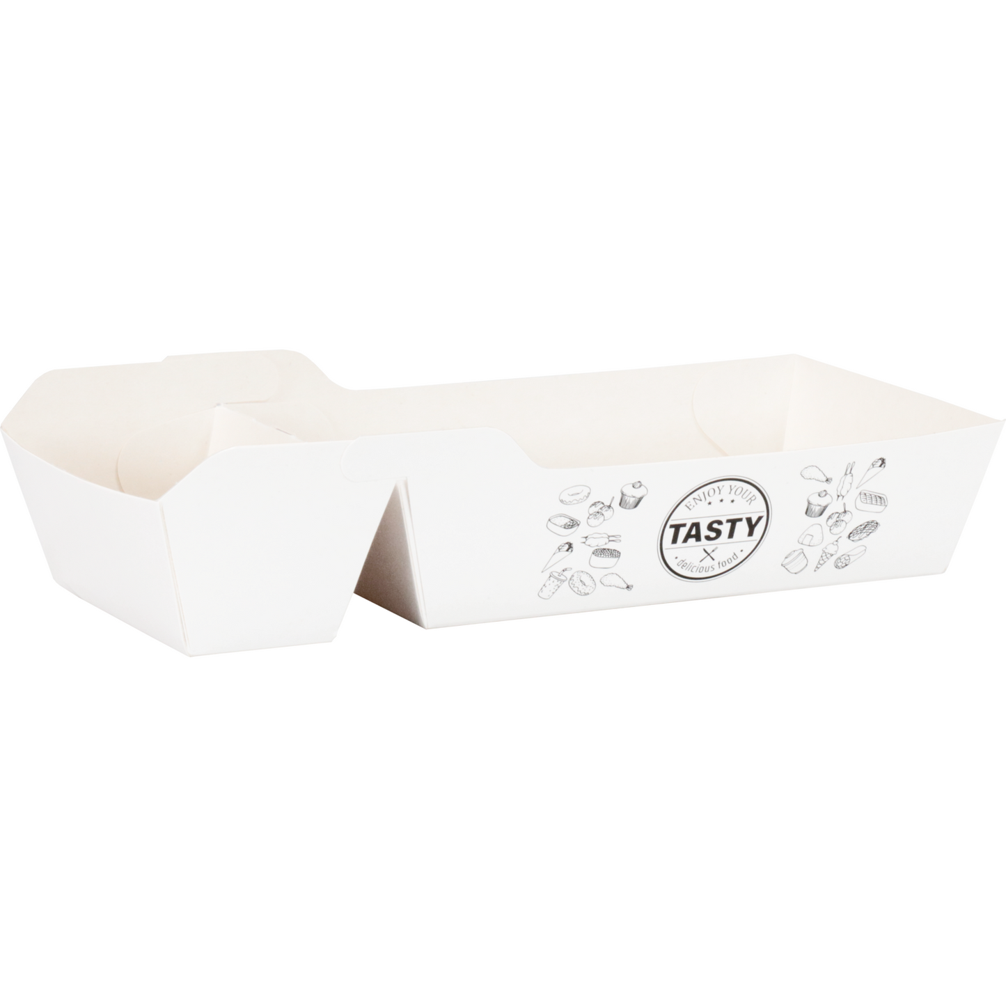Klika - Bak | Karton + kleicoating | A22 | snackbak | 150x70x35mm | wit | 100 stuks