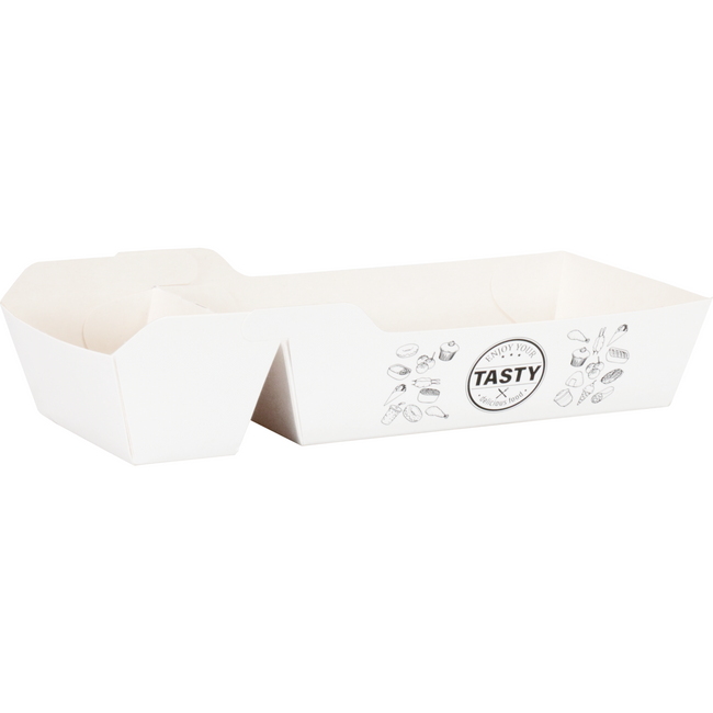 Klika - Bak | Karton + kleicoating | A22 | snackbak | 150x70x35mm | wit | 100 stuks