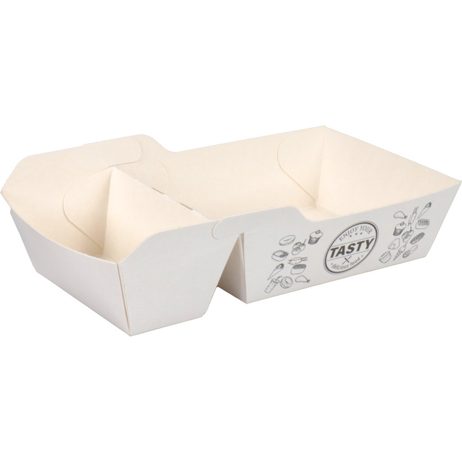 Klika - Bak | Karton + kleicoating | A23 | snackbak | 120x70x35mm | wit | 100 stuks