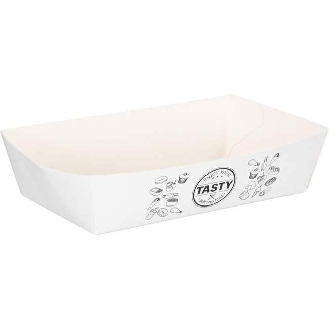 Klika - Bak | Karton + kleicoating | A13 | snackbak | 130x77x35mm | wit | 100 stuks
