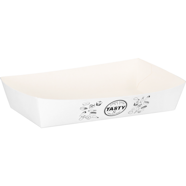 Klika - Bak | Karton + kleicoating | A14 | snackbak | 157x88x35mm | wit | 100 stuks