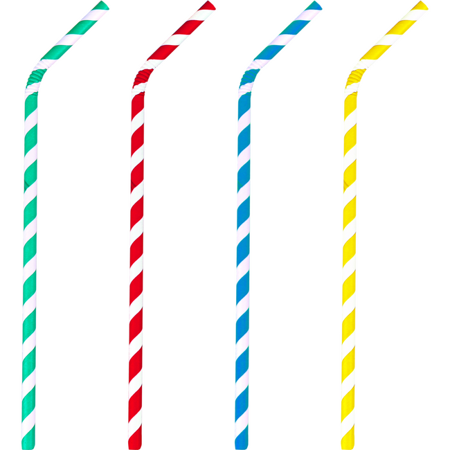 Depa - buig drinkrietje papier gestreept assorti ø6mm x 220mm 100 stuks