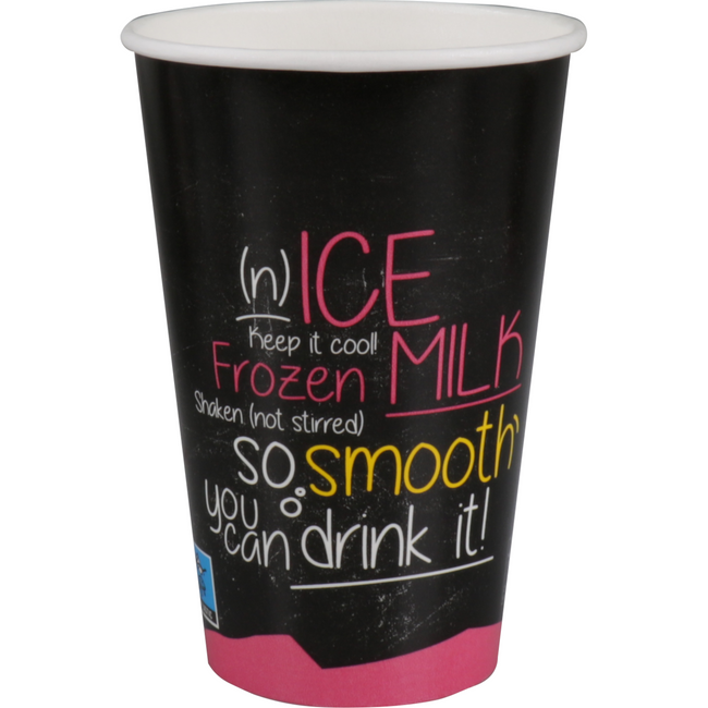 Depa - | Milkshakebeker | ICE is (N)ICE | Karton + PE | 400ml | 16oz | 128mm | zwart/roze | sleeve met 50 stuks