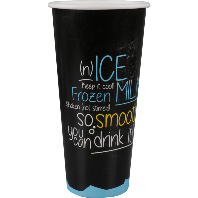 Depa - | Milkshakebeker | ICE is (N)ICE | Karton + PE | 500ml | 22oz | 170mm | zwart/blauw | sleeve met 50 stuks
