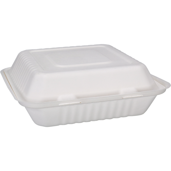 Depa - Bak | Bagasse (suikerrietpulp) | 1200ml | maaltijdbox | 23x23x7.8cm | wit | 50 stuks